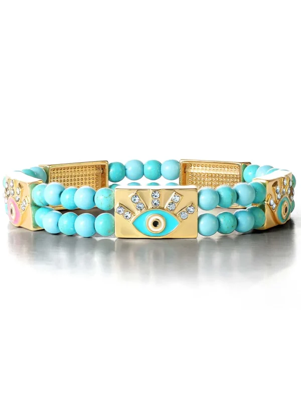 Evil Eye Turquoise Bead Stretch Bracelet<Jessica Simpson Outlet