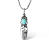 Feather Necklace With Turquoise Stone In <Jessica Simpson Best