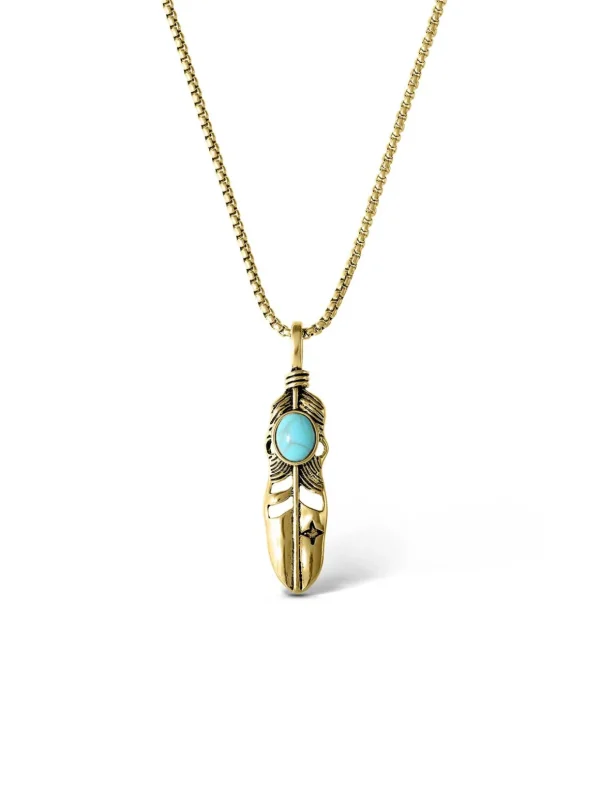 Feather Necklace With Turquoise Stone In <Jessica Simpson Shop