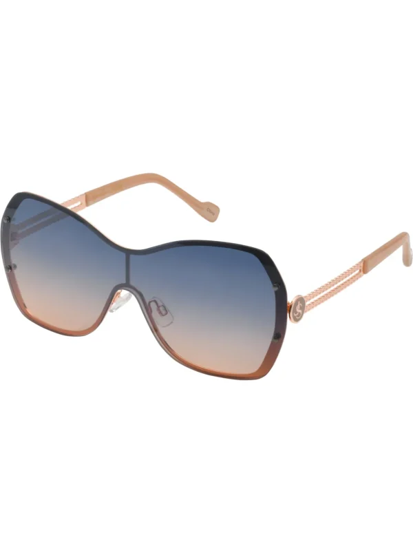 Frameless Metal Shield Sunglasses In Rose Gold & Nude<Jessica Simpson Shop