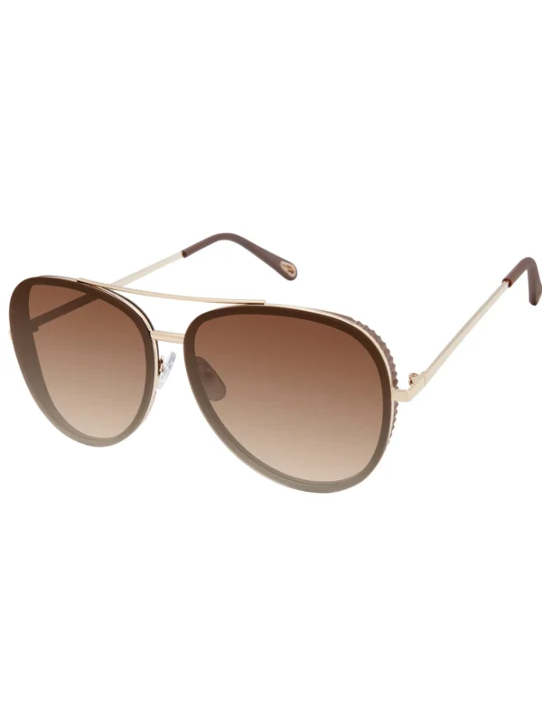 Glam Aviator Pilot Sunglasses In & Brown<Jessica Simpson Best