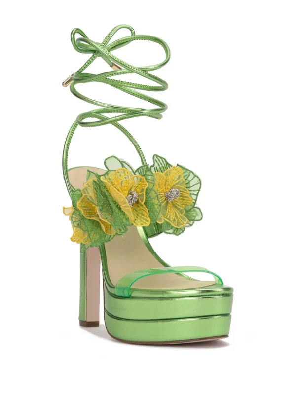 Iyla Flower Double Platform Sandal In Green<Jessica Simpson Discount