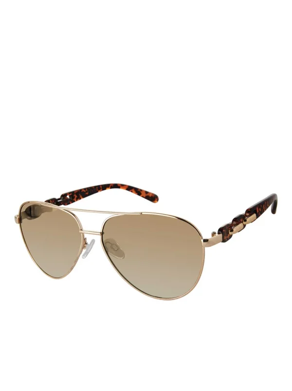 Metal Aviator Pilot Sunglasses In & Leopard<Jessica Simpson Cheap