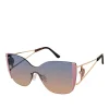 Metal Cat Eye Shield Sunglasses In Gold & Rose<Jessica Simpson New