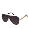 Metal Shield Aviator Pilot Sunglasses In Gold & Black<Jessica Simpson Outlet