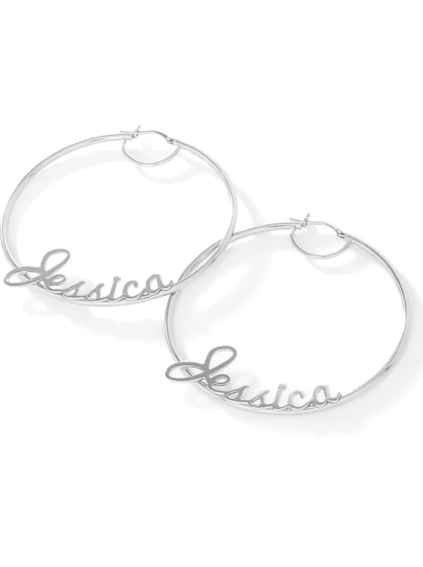 Personalized Hoop Earrings In Sterling Silver<Jessica Simpson Discount