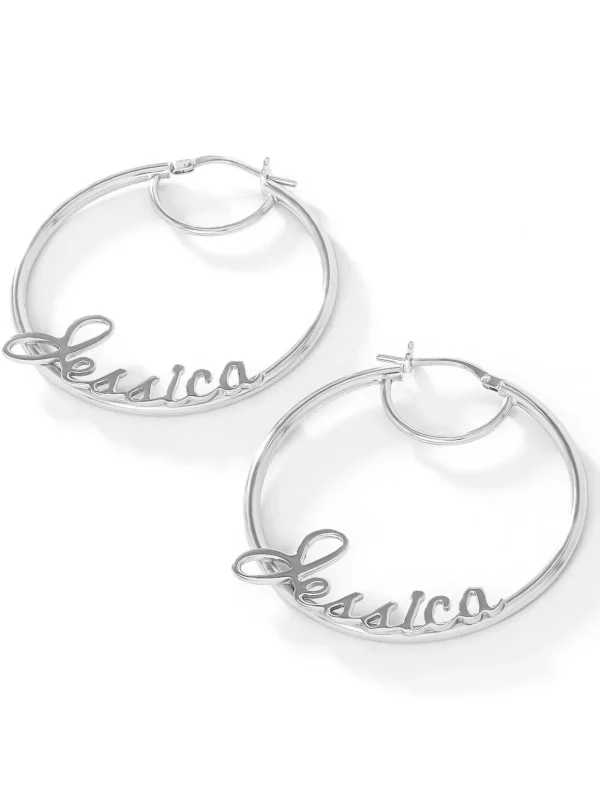 Personalized Hoop Earrings In Sterling Silver<Jessica Simpson Discount