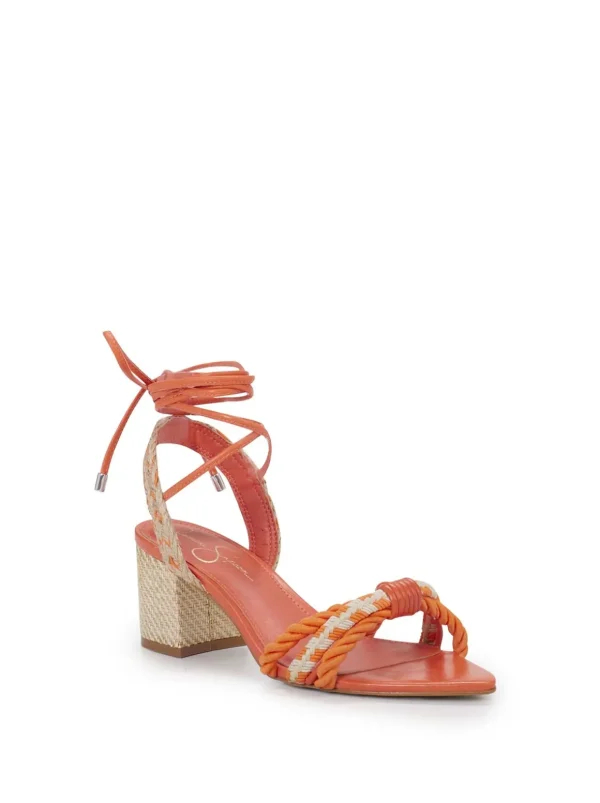 Prim Woven Block Heel Sandal In Orange<Jessica Simpson Best