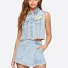 Sound Track Crop Denim Vest In <Jessica Simpson Best