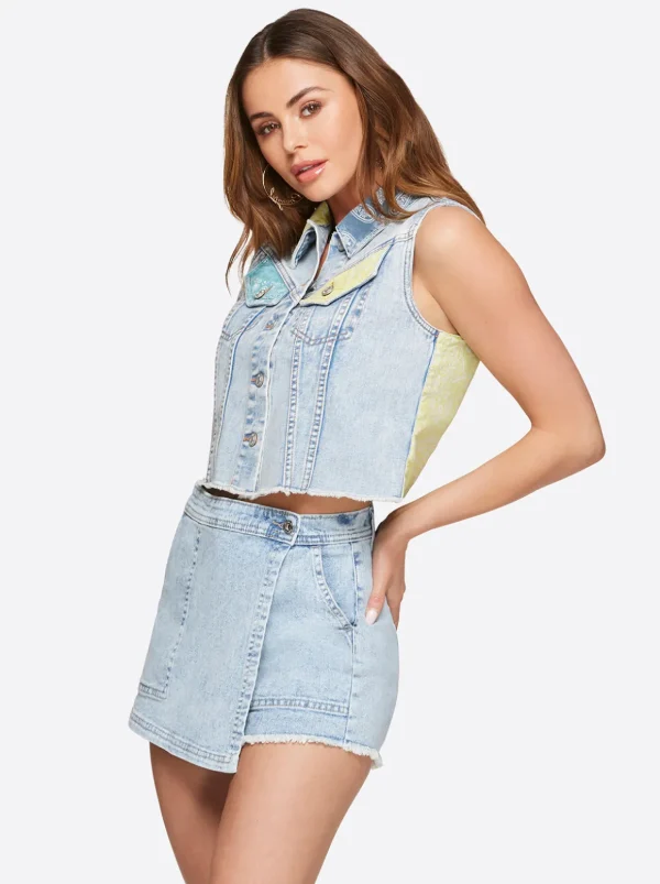 Sound Track Crop Denim Vest In <Jessica Simpson Best