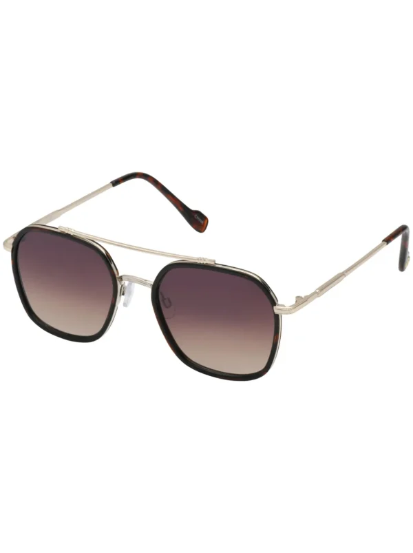 Square Metal Aviator Pilot Sunglasses In Gold & Tortoise<Jessica Simpson Outlet