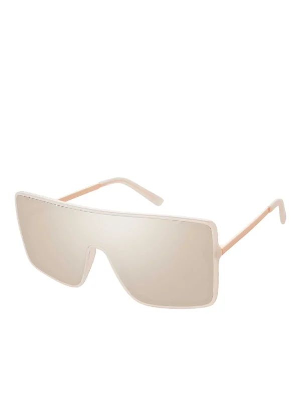 Square Shield Metal Temple Sunglasses In <Jessica Simpson Hot