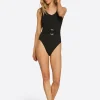 Textured Solids Belted One Piece In <Jessica Simpson Sale