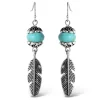 Turquoise Bead Feather Drop Earrings In <Jessica Simpson Cheap