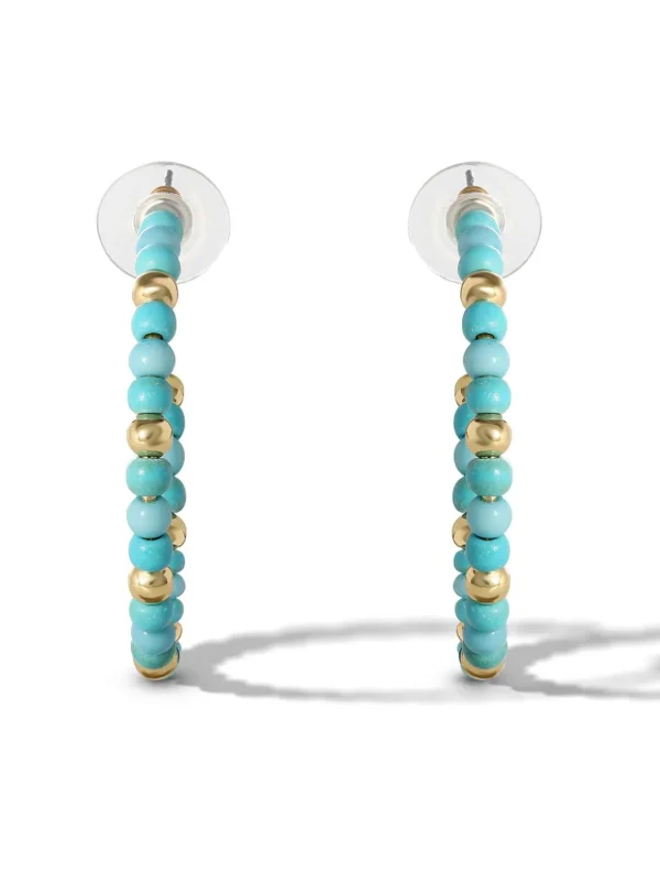 Turquoise Bead Hoop Earrings In <Jessica Simpson Hot