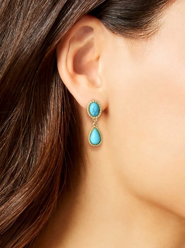 Turquoise Stone Drop Earrings<Jessica Simpson Store