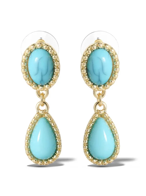 Turquoise Stone Drop Earrings<Jessica Simpson Store