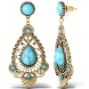 Turquoise Stone Filigree Earrings<Jessica Simpson Sale