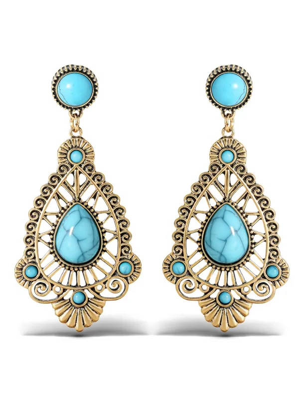 Turquoise Stone Filigree Earrings<Jessica Simpson Sale