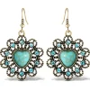 Turquoise Stone Ornate Heart Earrings<Jessica Simpson Online